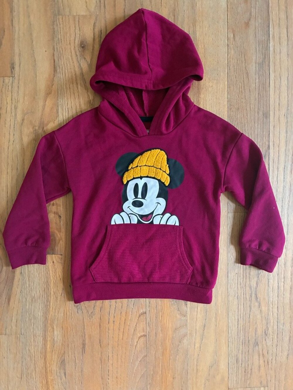 Disney Mickey Mouse Boys Burgundy Pullover Hoodie Size 3T